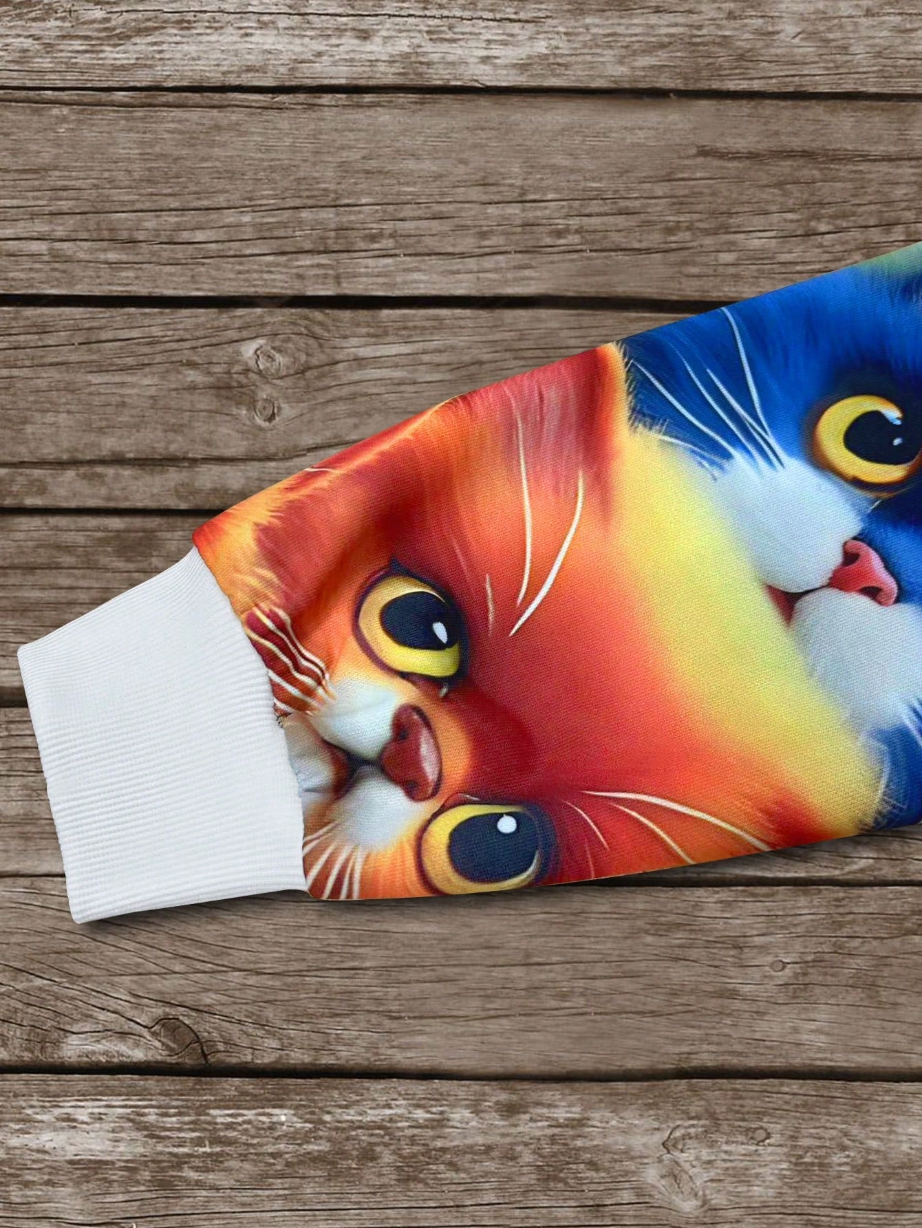 INAWLY Sudadera de mujer con cuello redondo, hombros caídos y mangas largas con estampado colorido de gatos y animales