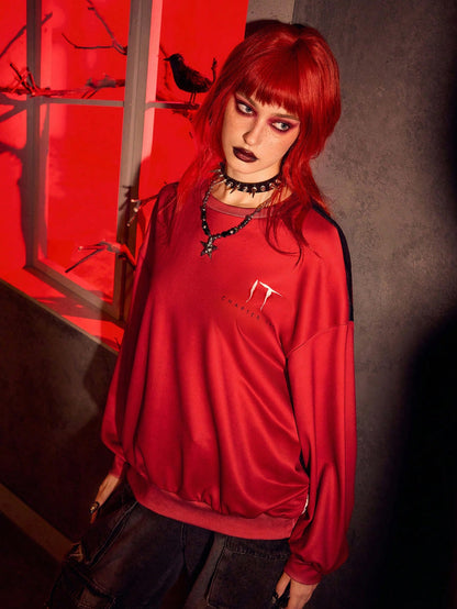 IT x SHEIN Sudadera con estampado de figura de película de terror