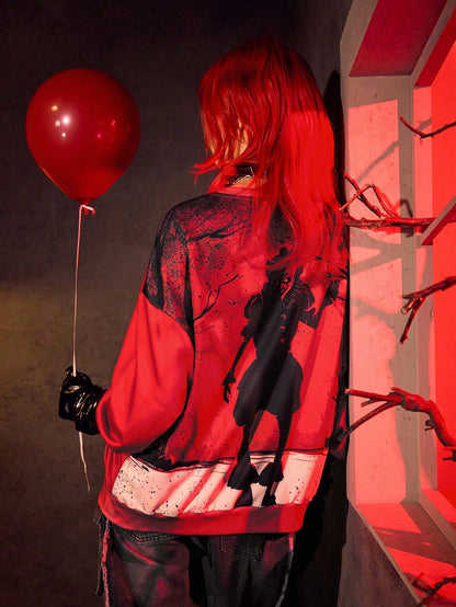 IT x SHEIN Sudadera con estampado de figura de película de terror