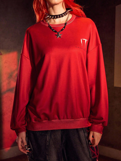 IT x SHEIN Sudadera con estampado de figura de película de terror