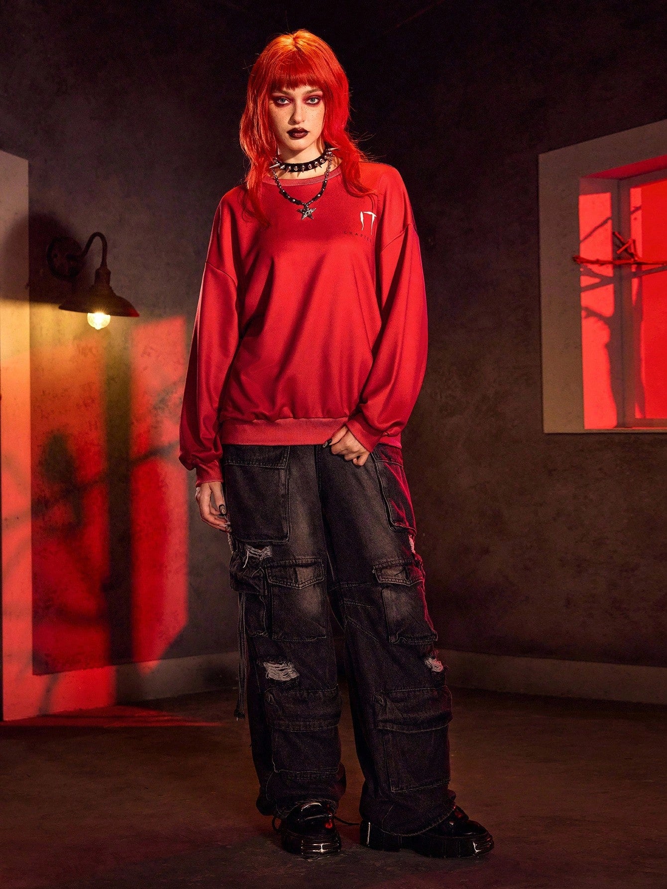 IT x SHEIN Sudadera con estampado de figura de película de terror