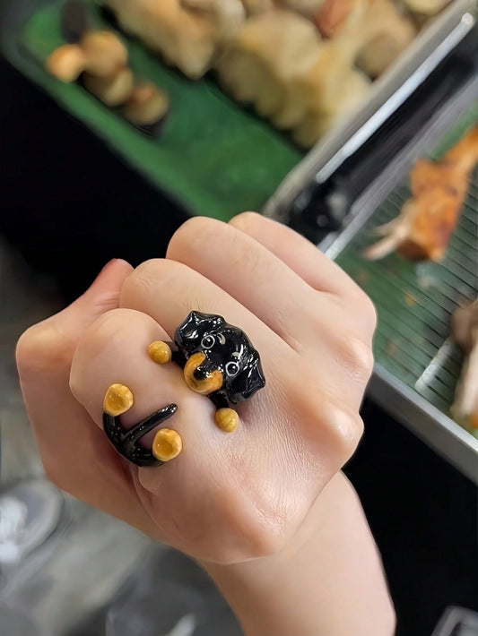 Joivida Anillo de perro adorable para mujeres - Joyería de animal lindo con diseño de cachorro, anillo apilable ajustable como regalo para amantes de los perros y regalos de moda para amantes de las mascotas