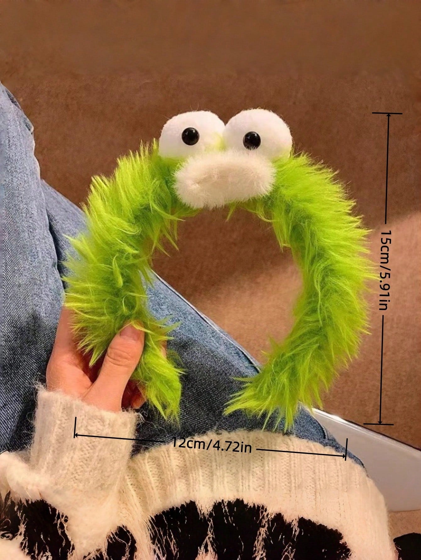 Joivida Diadema de lavado con cara de monstruo lindo, banda para el cabello de felpa con boca de salchicha de ojos grandes, accesorio suave para el maquillaje y el cuidado de la piel, artículo esencial divertido para el