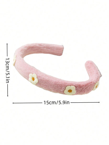 Joivida Diadema suave con flores en tonos pastel y verde menta - Diadema tejida con borde de piel sintética, accesorio de pelo con corona alta para mujeres y adolescentes. Día de San Valentín, fiesta de cumpleaños, uso d