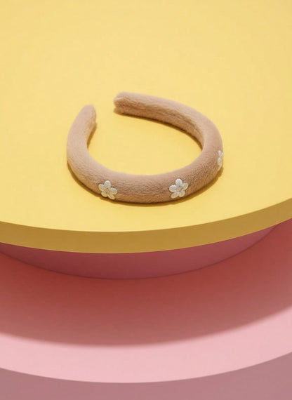 Joivida Diadema suave con flores en tonos pastel y verde menta - Diadema tejida con borde de piel sintética, accesorio de pelo con corona alta para mujeres y adolescentes. Día de San Valentín, fiesta de cumpleaños, uso d