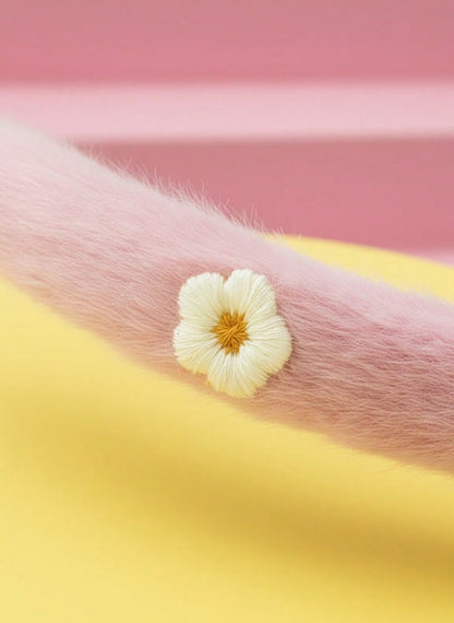 Joivida Diadema suave con flores en tonos pastel y verde menta - Diadema tejida con borde de piel sintética, accesorio de pelo con corona alta para mujeres y adolescentes. Día de San Valentín, fiesta de cumpleaños, uso d