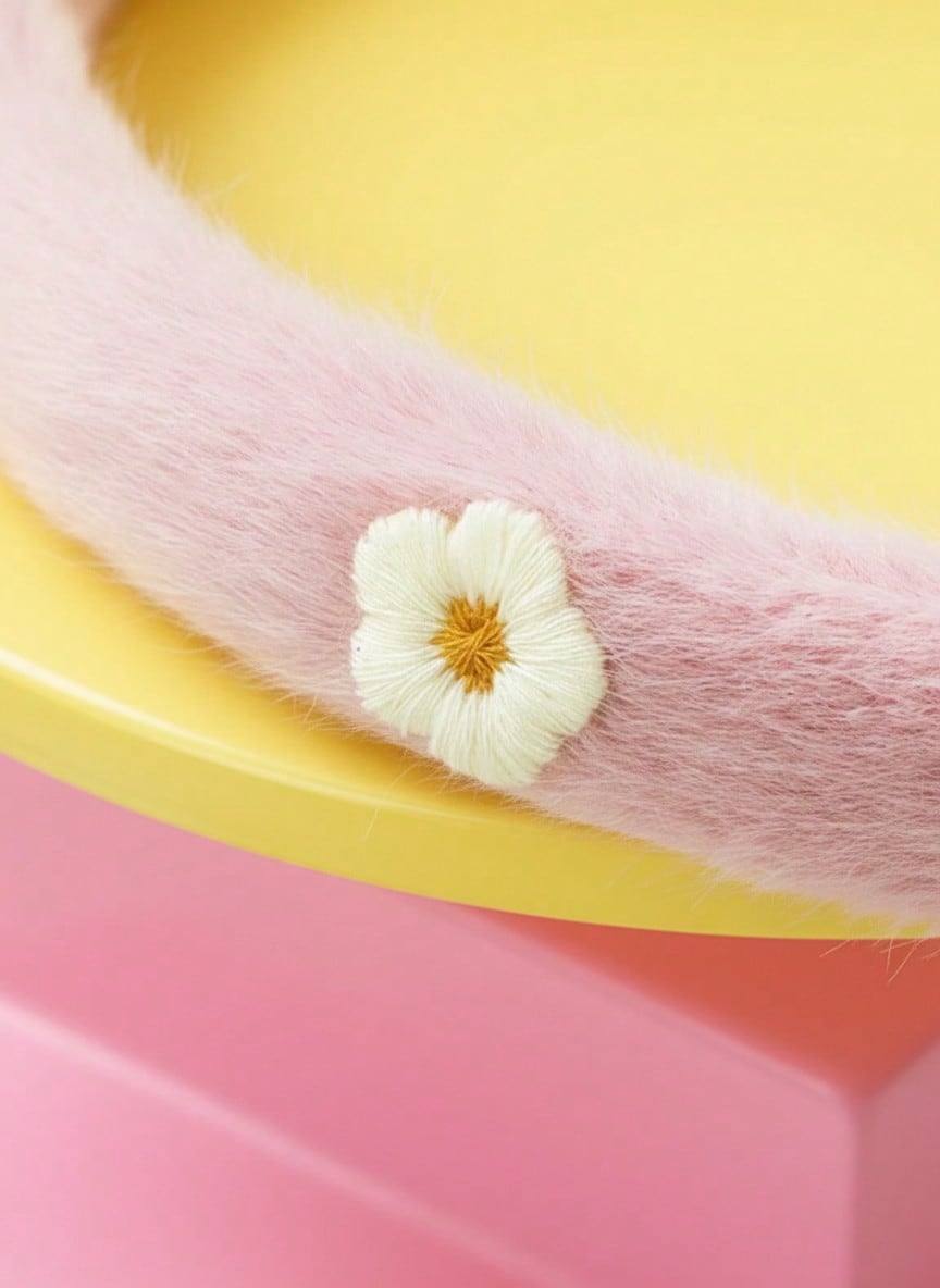 Joivida Diadema suave con flores en tonos pastel y verde menta - Diadema tejida con borde de piel sintética, accesorio de pelo con corona alta para mujeres y adolescentes. Día de San Valentín, fiesta de cumpleaños, uso d