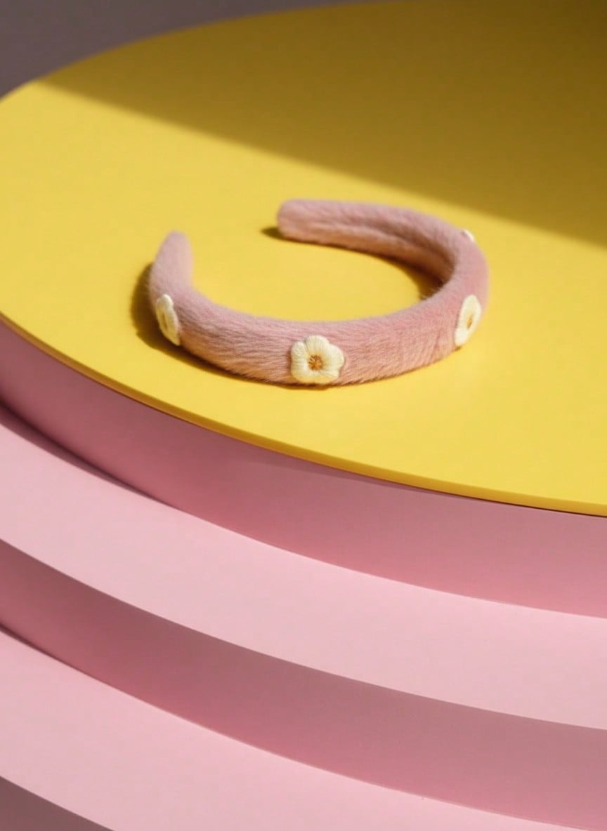 Joivida Diadema suave con flores en tonos pastel y verde menta - Diadema tejida con borde de piel sintética, accesorio de pelo con corona alta para mujeres y adolescentes. Día de San Valentín, fiesta de cumpleaños, uso d