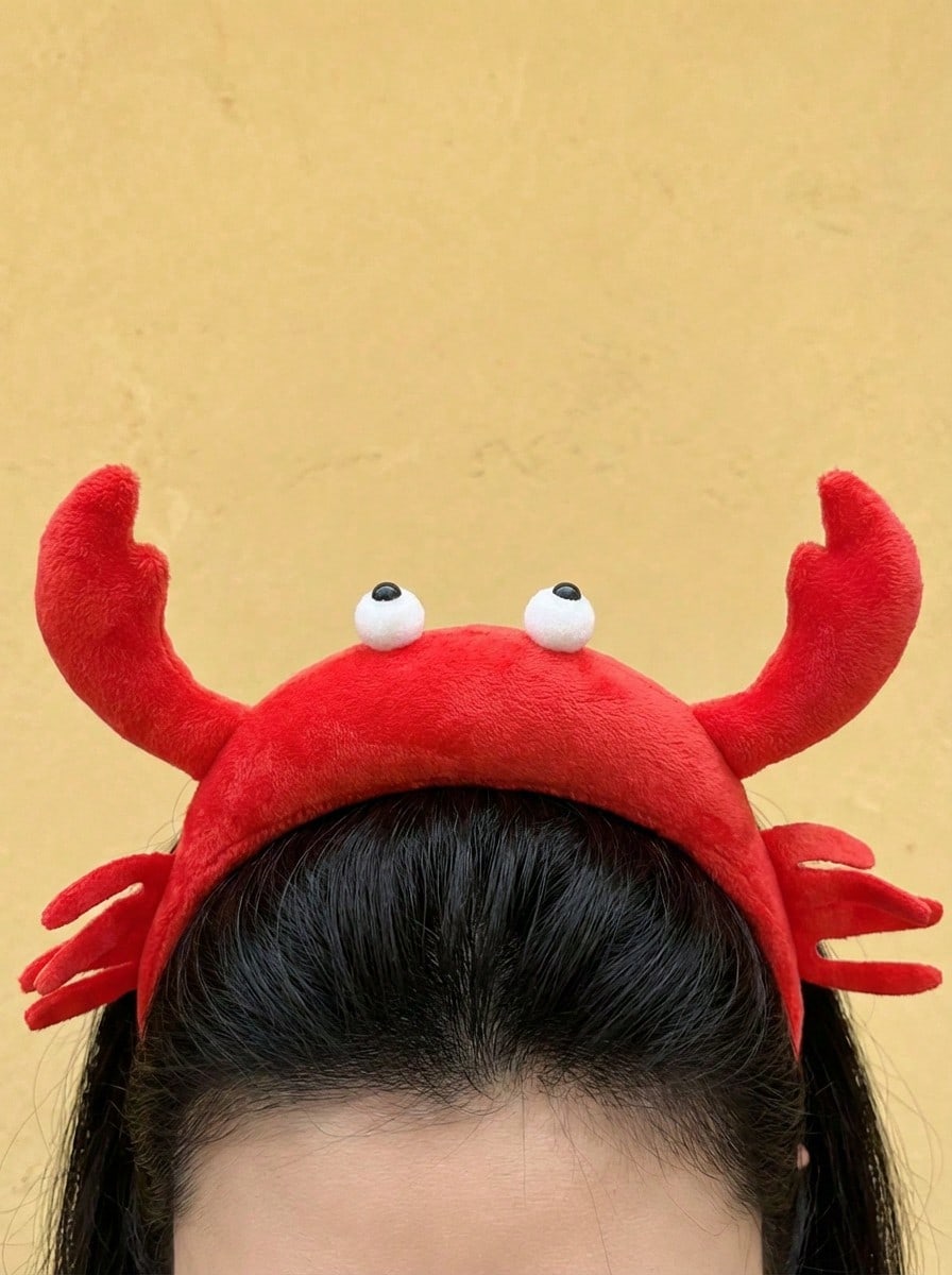 Joivida Diadema suave de tela con diseño de dinosaurio y cangrejo de dibujos animados, sin deslizamiento, perfecta para mujeres para maquillaje, fotografía, disfraz de Halloween, diseño juguetón, cómoda y elástica para e