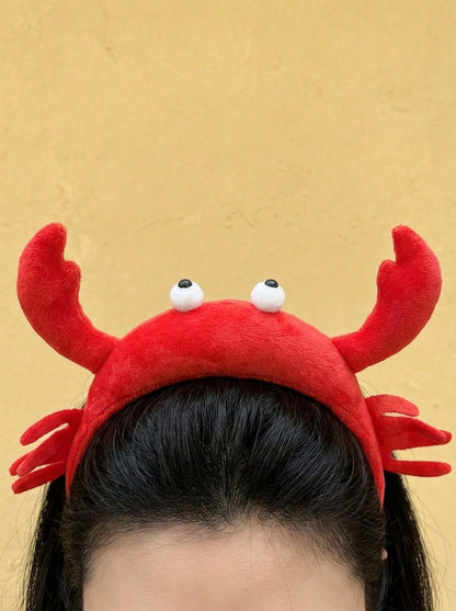 Joivida Diadema suave de tela con diseño de dinosaurio y cangrejo de dibujos animados, sin deslizamiento, perfecta para mujeres para maquillaje, fotografía, disfraz de Halloween, diseño juguetón, cómoda y elástica para e