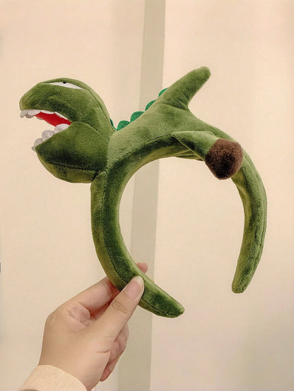 Joivida Diadema suave de tela con diseño de dinosaurio y cangrejo de dibujos animados, sin deslizamiento, perfecta para mujeres para maquillaje, fotografía, disfraz de Halloween, diseño juguetón, cómoda y elástica para e