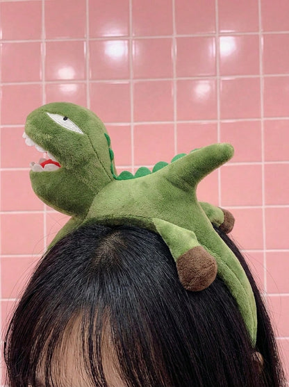 Joivida Diadema suave de tela con diseño de dinosaurio y cangrejo de dibujos animados, sin deslizamiento, perfecta para mujeres para maquillaje, fotografía, disfraz de Halloween, diseño juguetón, cómoda y elástica para e