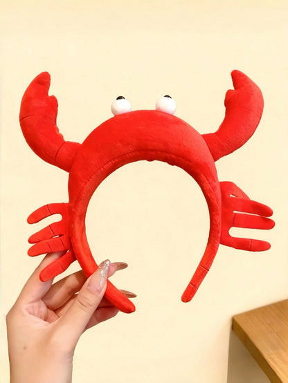 Joivida Diadema suave de tela con diseño de dinosaurio y cangrejo de dibujos animados, sin deslizamiento, perfecta para mujeres para maquillaje, fotografía, disfraz de Halloween, diseño juguetón, cómoda y elástica para e