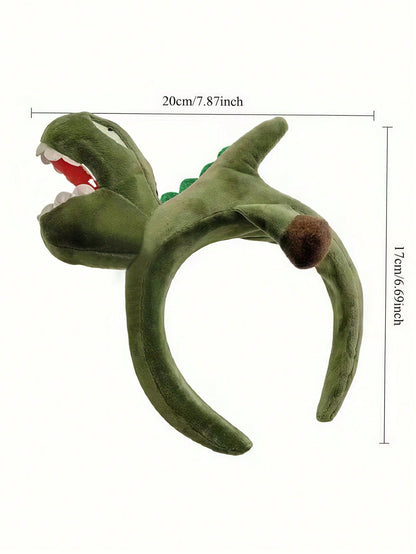 Joivida Diadema suave de tela con diseño de dinosaurio y cangrejo de dibujos animados, sin deslizamiento, perfecta para mujeres para maquillaje, fotografía, disfraz de Halloween, diseño juguetón, cómoda y elástica para e