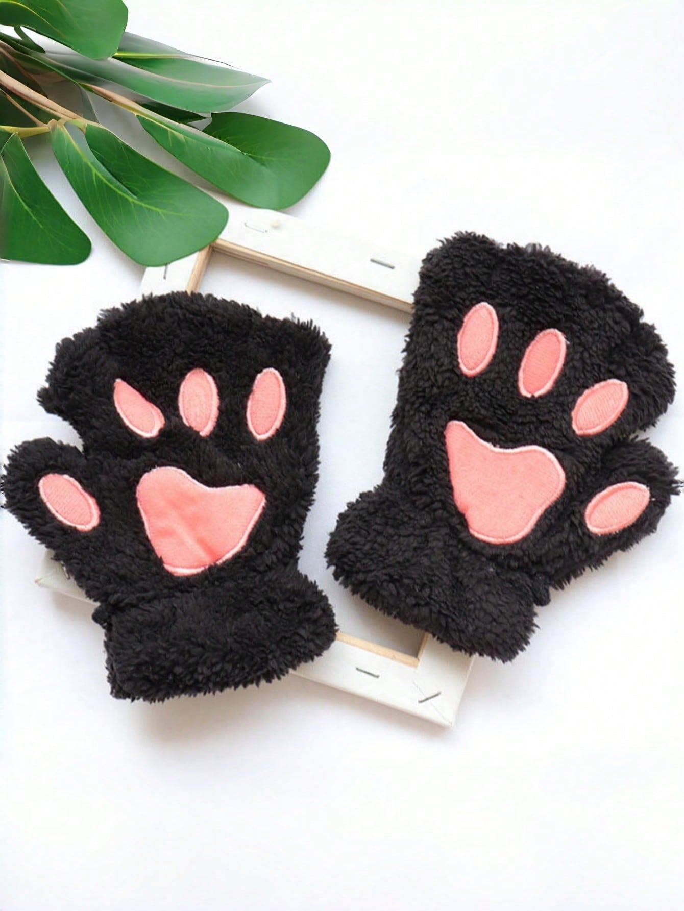 Zazumi Guantes con diseño de pata de gato de dedo abierto, forrados térmicamente, con agarre antideslizante, ideales para escribir, teclear, regalos navideños, relleno de calcetines, ideas de regalo para vacaciones, esti