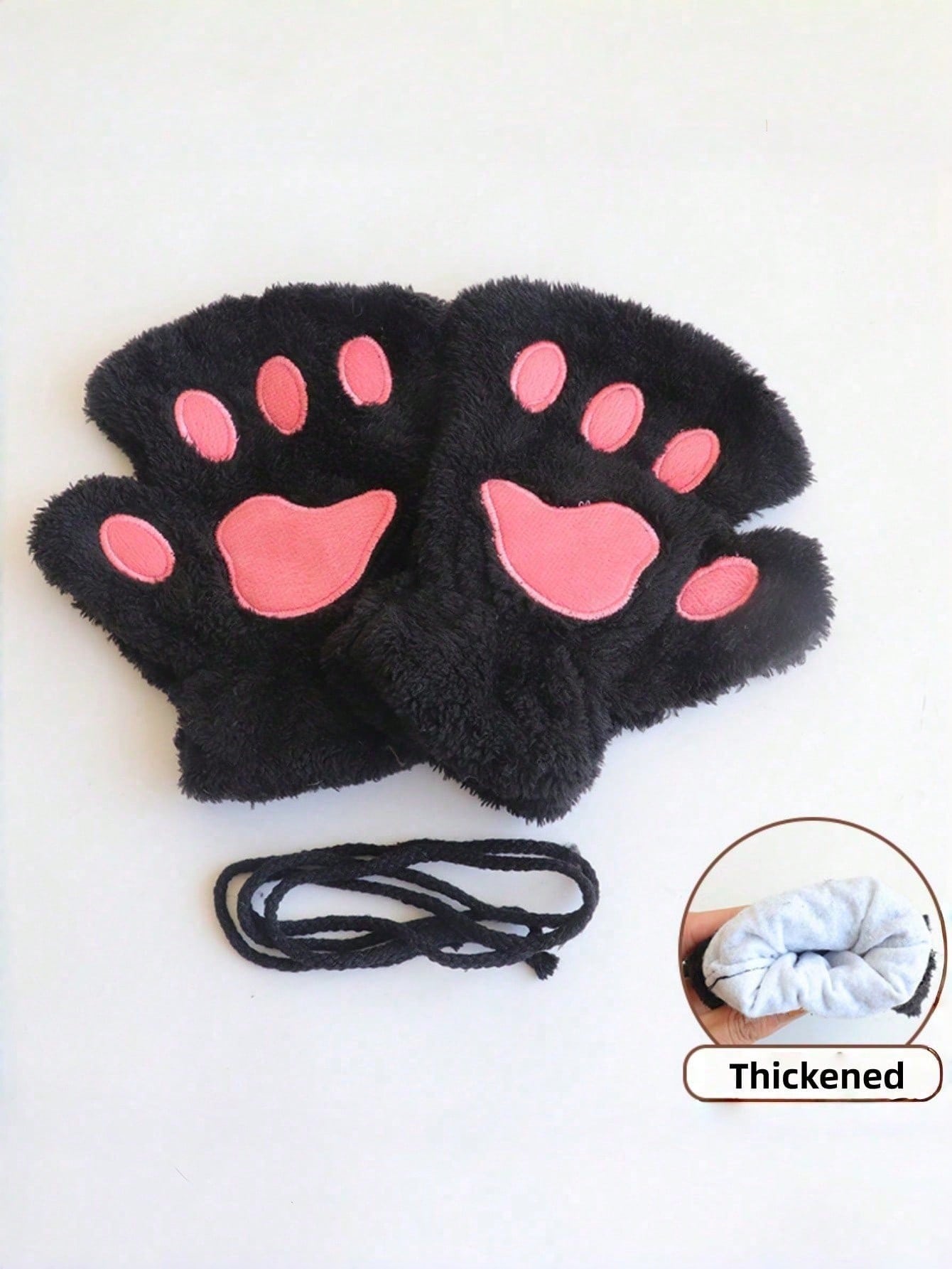 Zazumi Guantes con diseño de pata de gato de dedo abierto, forrados térmicamente, con agarre antideslizante, ideales para escribir, teclear, regalos navideños, relleno de calcetines, ideas de regalo para vacaciones, esti