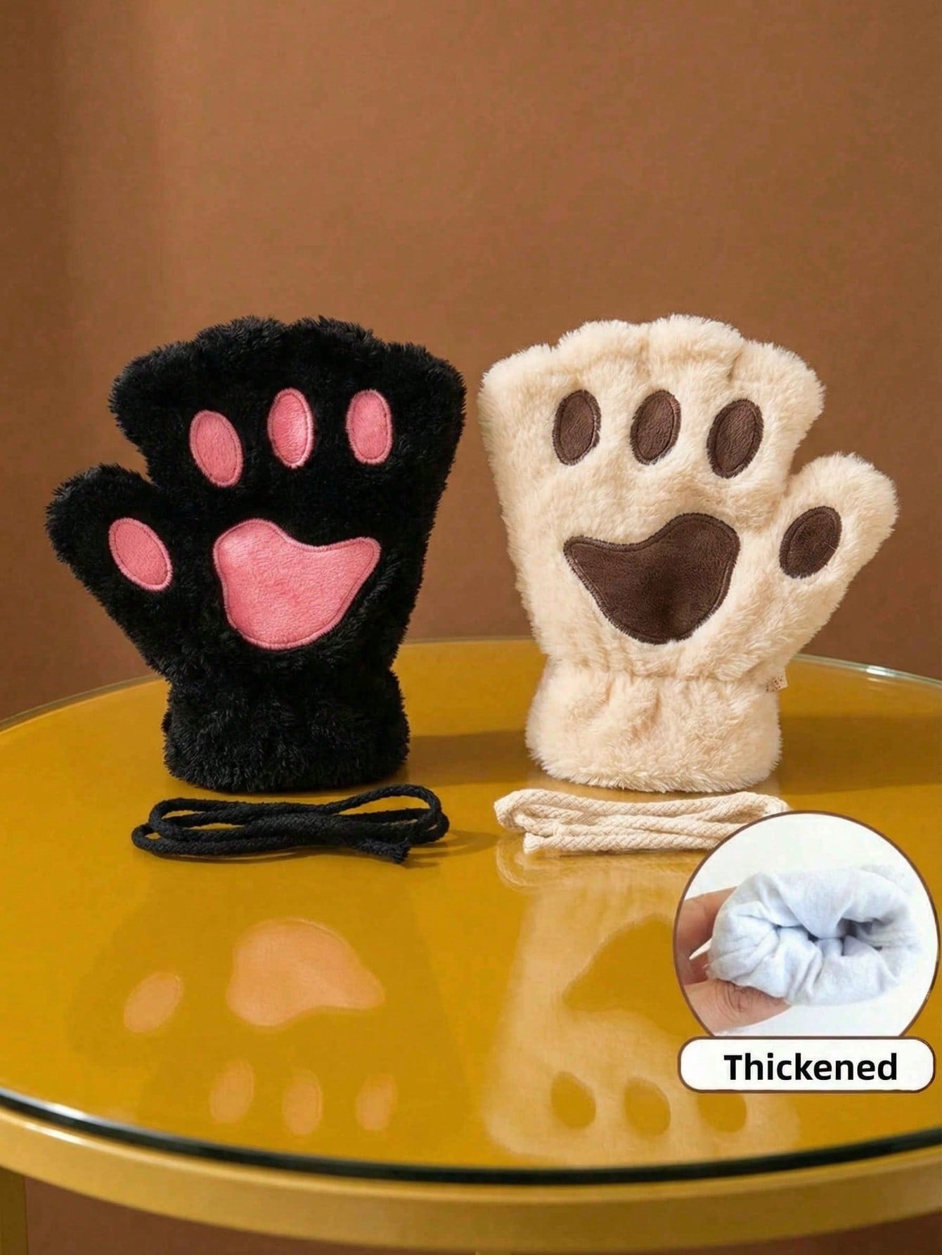 Zazumi Guantes con diseño de pata de gato de dedo abierto, forrados térmicamente, con agarre antideslizante, ideales para escribir, teclear, regalos navideños, relleno de calcetines, ideas de regalo para vacaciones, esti