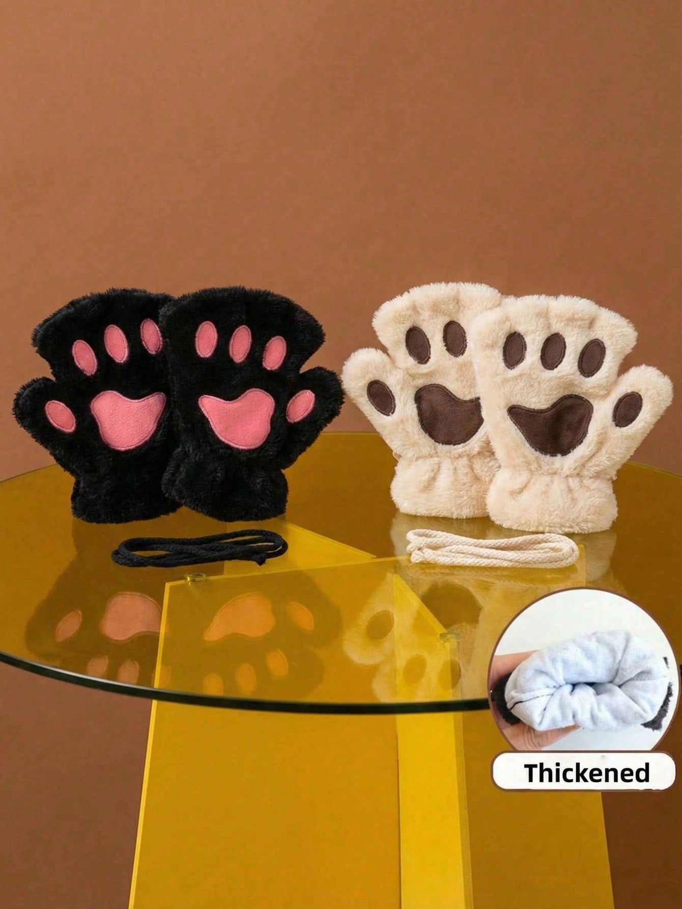 Zazumi Guantes con diseño de pata de gato de dedo abierto, forrados térmicamente, con agarre antideslizante, ideales para escribir, teclear, regalos navideños, relleno de calcetines, ideas de regalo para vacaciones, esti