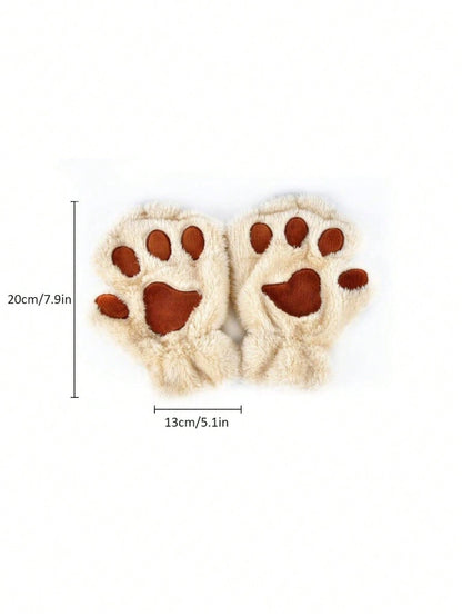 Zazumi Guantes con diseño de pata de gato de dedo abierto, forrados térmicamente, con agarre antideslizante, ideales para escribir, teclear, regalos navideños, relleno de calcetines, ideas de regalo para vacaciones, esti