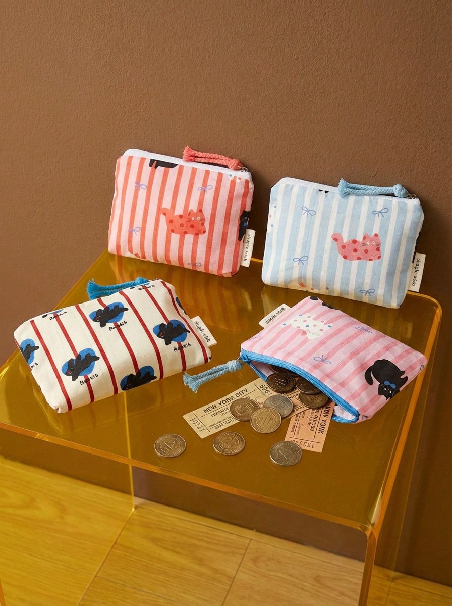 Joivida Monedero con diseño de gato de moda retro, mini bolsa de almacenamiento para auriculares y lápiz labial, decorativa y portátil para viajes, regalo de estilo casual y lindo para la mejor amiga, puede usarse como b