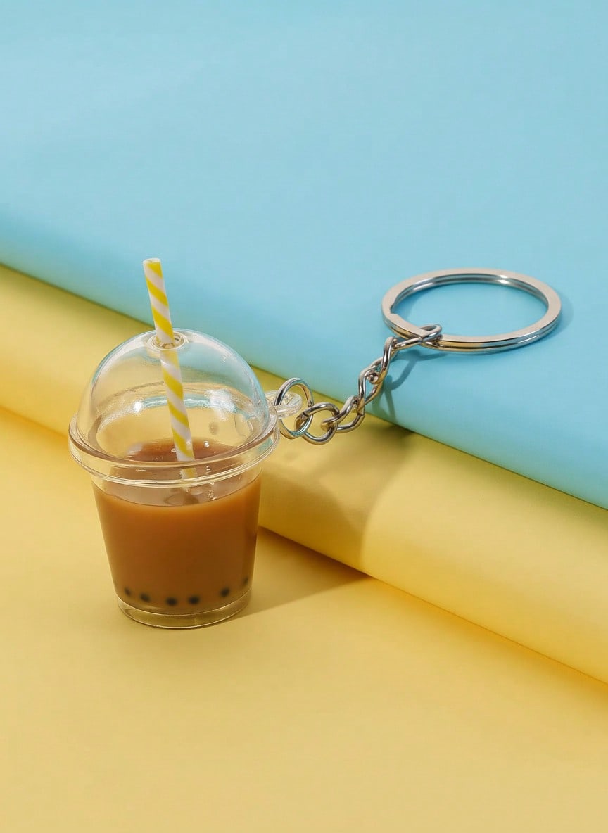 Joivida Nuevo Accesorio Diy Hecho a Mano Llavero/Colgante de Bolso con Perlas de Té con Leche/Café para Fans de Bubble Tea, Adecuado para Llaves de Coche, Mochilas, Regalo, Uso Diario u Ocasiones Especiales, Accesorios d