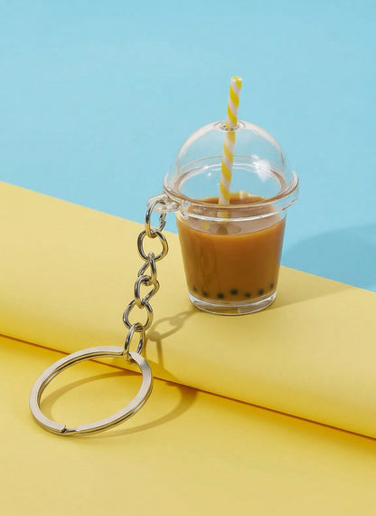 Joivida Nuevo Accesorio Diy Hecho a Mano Llavero/Colgante de Bolso con Perlas de Té con Leche/Café para Fans de Bubble Tea, Adecuado para Llaves de Coche, Mochilas, Regalo, Uso Diario u Ocasiones Especiales, Accesorios d