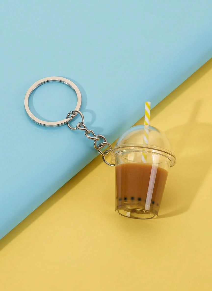 Joivida Nuevo Accesorio Diy Hecho a Mano Llavero/Colgante de Bolso con Perlas de Té con Leche/Café para Fans de Bubble Tea, Adecuado para Llaves de Coche, Mochilas, Regalo, Uso Diario u Ocasiones Especiales, Accesorios d