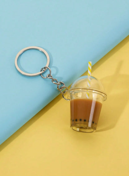 Joivida Nuevo Accesorio Diy Hecho a Mano Llavero/Colgante de Bolso con Perlas de Té con Leche/Café para Fans de Bubble Tea, Adecuado para Llaves de Coche, Mochilas, Regalo, Uso Diario u Ocasiones Especiales, Accesorios d