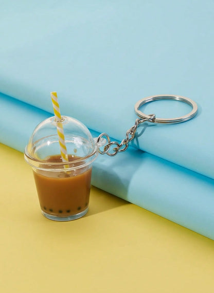 Joivida Nuevo Accesorio Diy Hecho a Mano Llavero/Colgante de Bolso con Perlas de Té con Leche/Café para Fans de Bubble Tea, Adecuado para Llaves de Coche, Mochilas, Regalo, Uso Diario u Ocasiones Especiales, Accesorios d