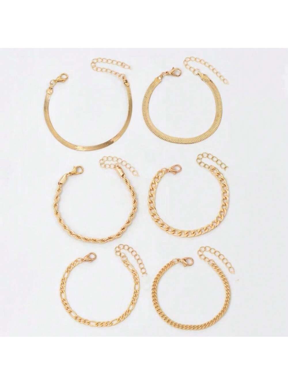 Juego de 6 piezas de pulsera de cadena de hoja de metal multicapa de estilo bohemio elegante, regalo de joyería elegante para mujeres