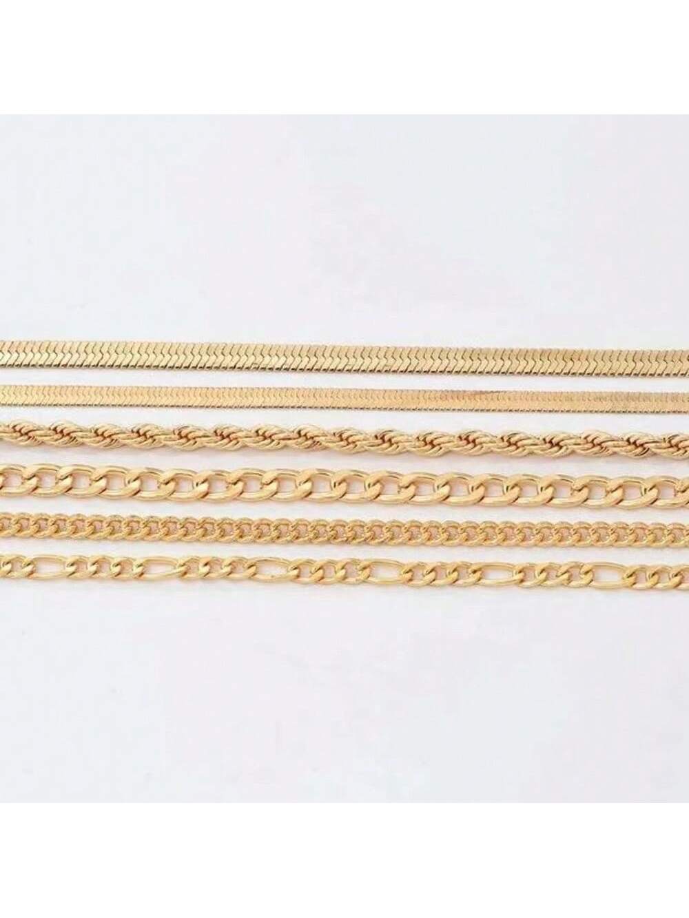 Juego de 6 piezas de pulsera de cadena de hoja de metal multicapa de estilo bohemio elegante, regalo de joyería elegante para mujeres