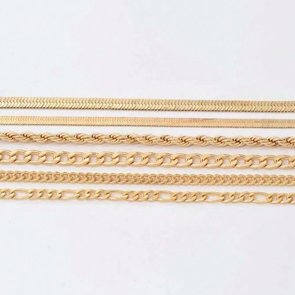Juego de 6 piezas de pulsera de cadena de hoja de metal multicapa de estilo bohemio elegante, regalo de joyería elegante para mujeres
