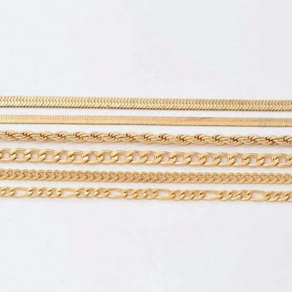 Juego de 6 piezas de pulsera de cadena de hoja de metal multicapa de estilo bohemio elegante, regalo de joyería elegante para mujeres