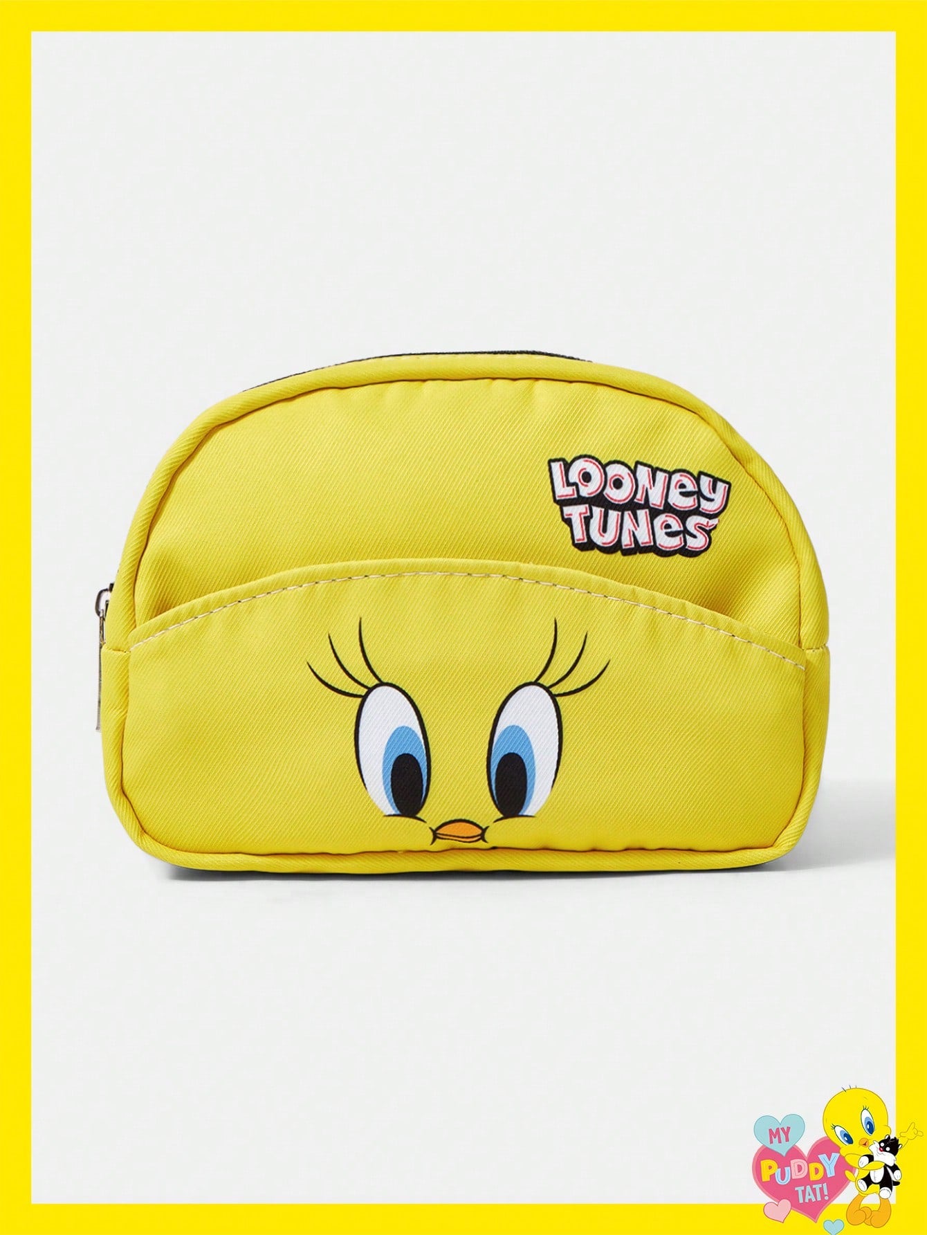 LOONEY TUNES X SHEIN Bolsa de maquillaje acolchada con estampado de dibujos animados, bolsa de almacenamiento de maquillaje portátil con cremallera, bolsa de almacenamiento multifuncional, bolsa de viaje ligera, adecuada