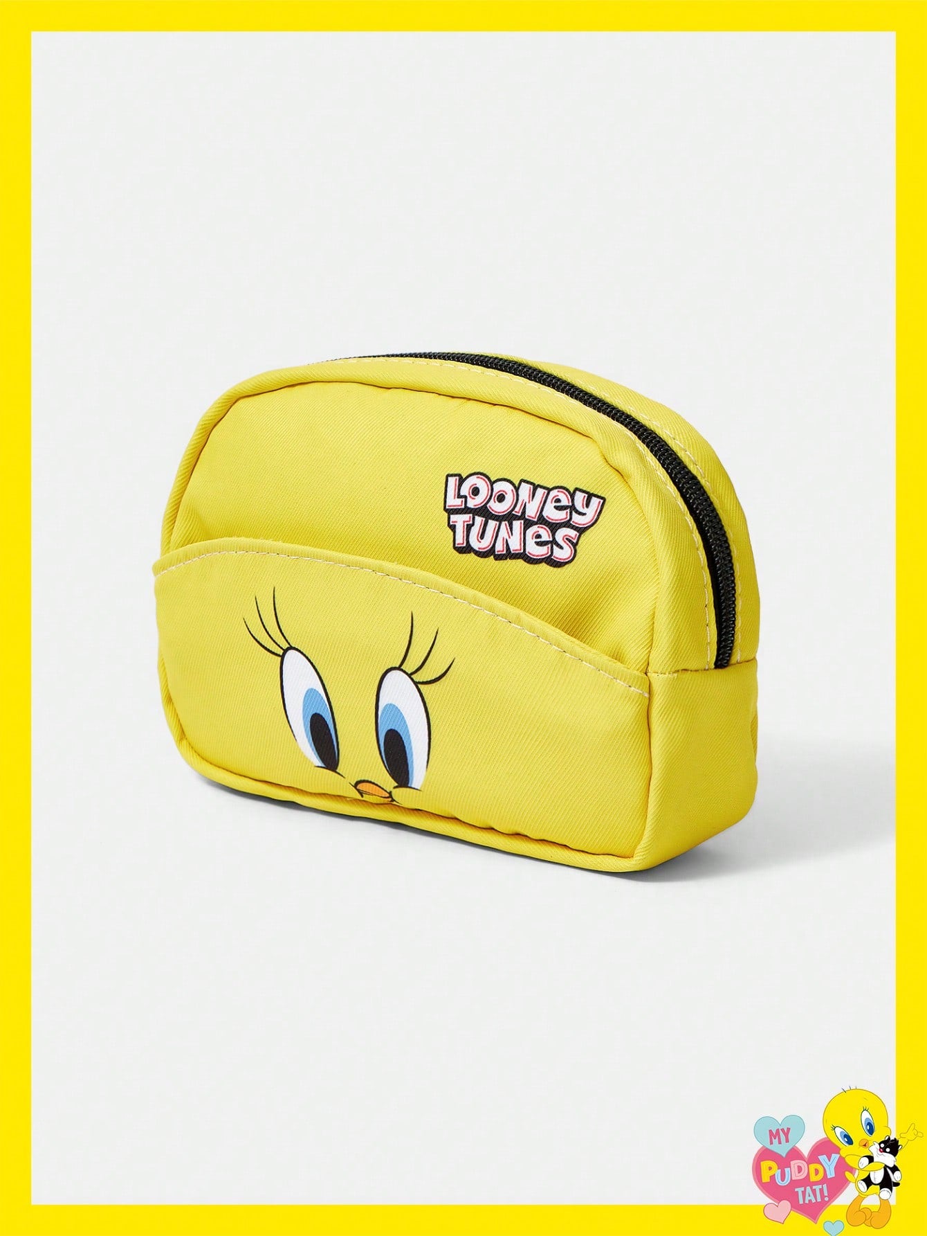LOONEY TUNES X SHEIN Bolsa de maquillaje acolchada con estampado de dibujos animados, bolsa de almacenamiento de maquillaje portátil con cremallera, bolsa de almacenamiento multifuncional, bolsa de viaje ligera, adecuada