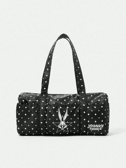 LOONEY TUNES X SHEIN Bolso de hombro con estampado de conejo y estrella, bolsa de gimnasio para mujer