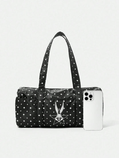 LOONEY TUNES X SHEIN Bolso de hombro con estampado de conejo y estrella, bolsa de gimnasio para mujer