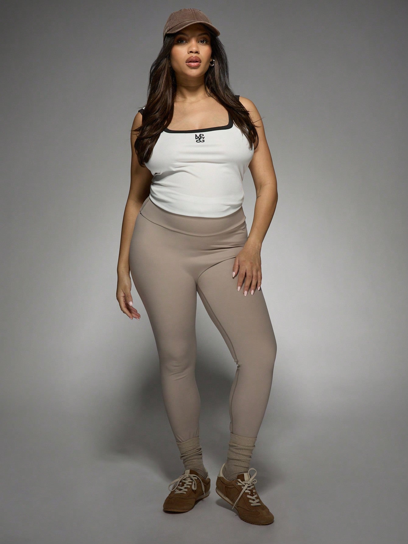 MISSGUIDED Leggings de cintura alta con compresión y detalle fruncido en el tobillo, pantalones deportivos para yoga, running, entrenamiento, con rendimiento de absorción de humedad