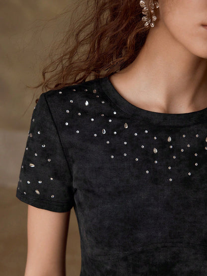 MOTF PREMIUM CAMISETA DE MANGA CORTA CON RHINESTONES