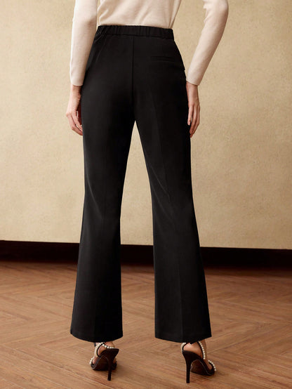 MOTF PREMIUM Pantalones de traje acampanados con detalle de solapa con lazo de cinta de contraste y costura delantera