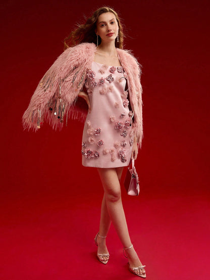 MOTF PREMIUM Vestido tipo camiseta con aplicaciones florales, conjunto para el Día de San Valentín