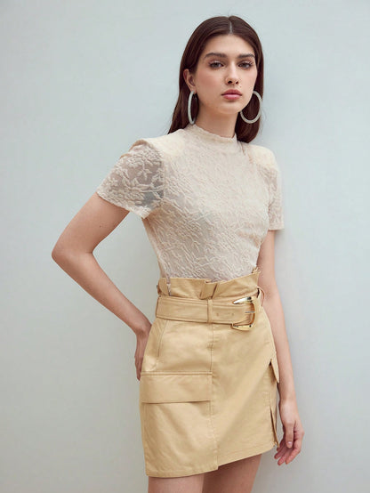 MOTF STUDIO PARTE SUPERIOR TEXTURIZADA DE MANGA CORTA LIGERA, ROPA CASUAL