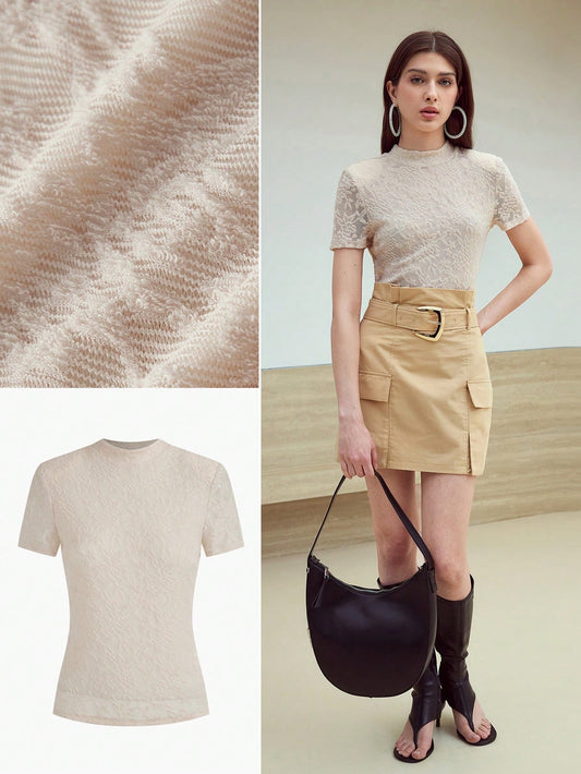 MOTF STUDIO PARTE SUPERIOR TEXTURIZADA DE MANGA CORTA LIGERA, ROPA CASUAL