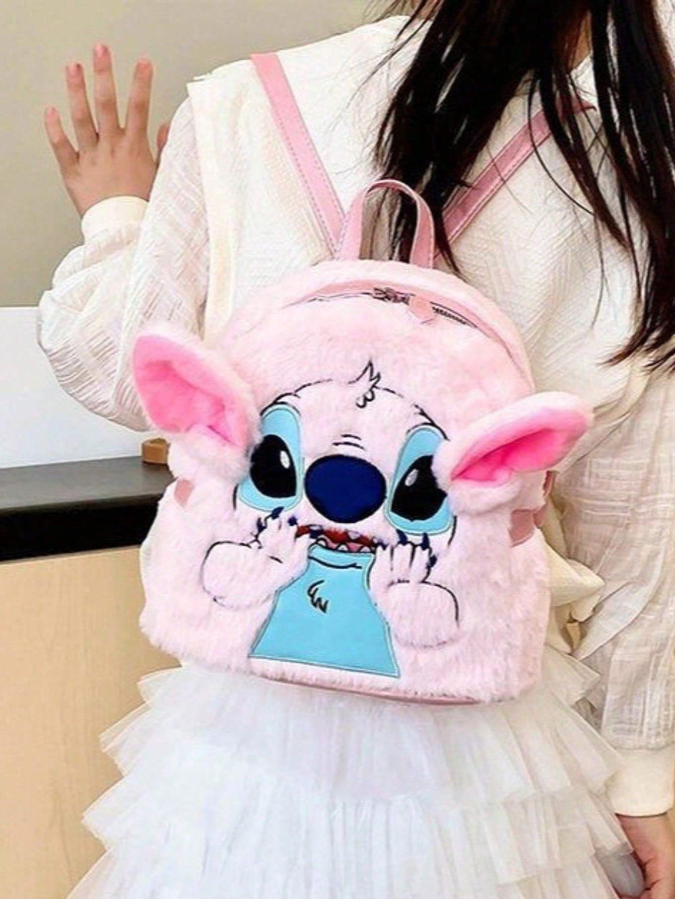 Mochila de peluche de Stitch, mochila de gran capacidad con diseño de dibujos animados adecuada para niños y niñas, diseño lindo y dulce, adecuada para regalos de cumpleaños, fiestas, Halloween, Pascua y Navidad