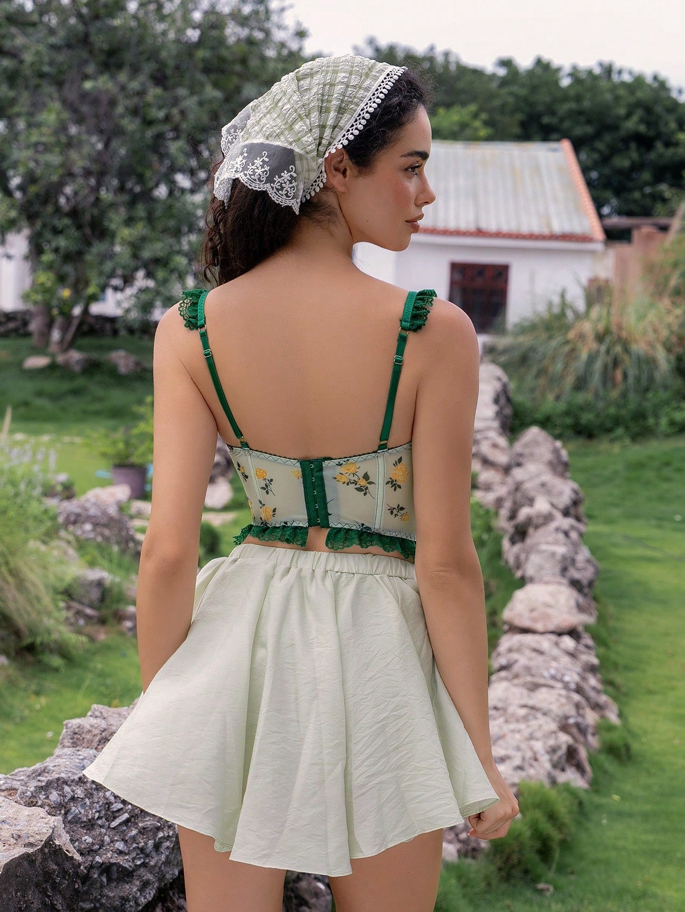 SHEIN Myrelith 1 pieza Sujetador sexy con aros y estampado de malla para mujeres para salir