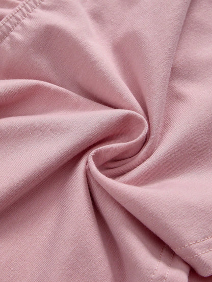 Nick 90's X ROMWE Top holgada de verano de mujer con patrón de dibujos animados rosa y fruncido en el cuello