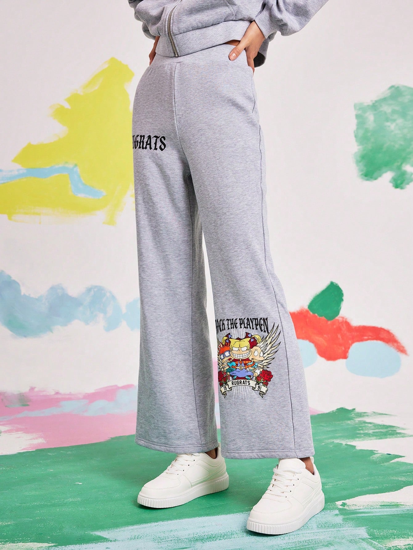 Nick 90s | SHEIN Pantalón de chándal con estampado de dibujos animados para mujer