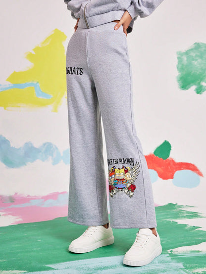 Nick 90s | SHEIN Pantalón de chándal con estampado de dibujos animados para mujer