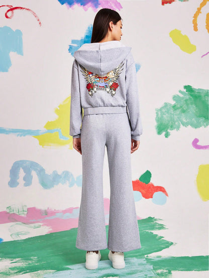 Nick 90s | SHEIN Pantalón de chándal con estampado de dibujos animados para mujer