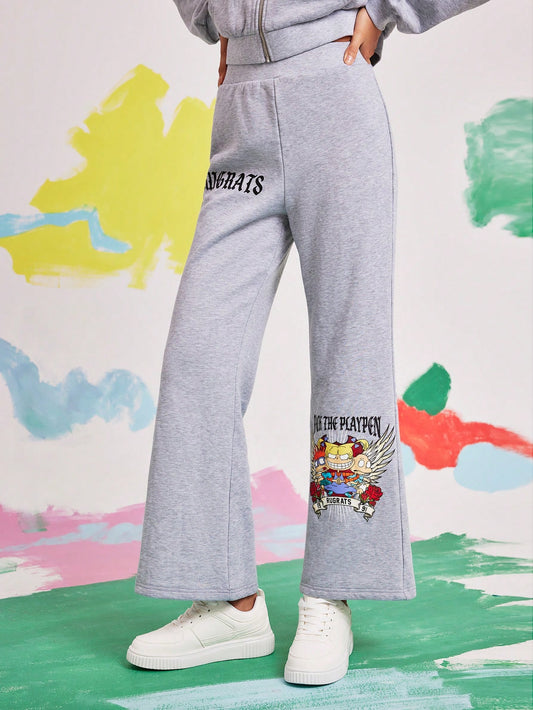 Nick 90s | SHEIN Pantalón de chándal con estampado de dibujos animados para mujer